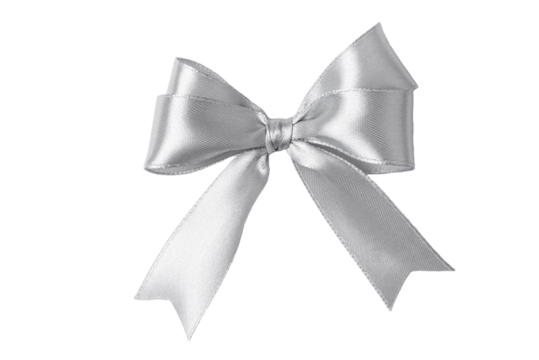 Beautiful gray gift bow isolated on transparent background