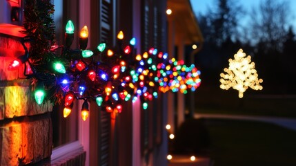 Christmas Lights Clip Art. Special Frame Effects with Glowing String Lights