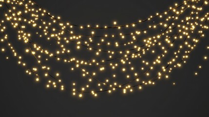 Christmas Lights Clip Art. Festive String Lights Photo Overlays with Glowing Bokeh Effects