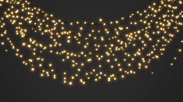 Christmas Lights Clip Art. Festive String Lights Photo Overlays with Glowing Bokeh Effects