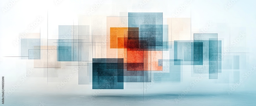 Poster abstract graphic design with overlapping rectangles in various colors