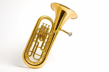 Brass Euphonium Isolated on White Background – High-Resolution Wind Instrument Image