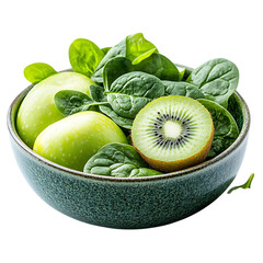 Luminous Green Bowl III Refreshing Mix of Spinach and Ki on Transparent Background Isolated on Transparent Background