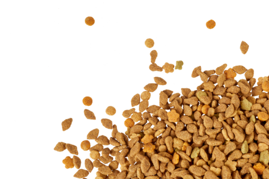 cat pet food pile corner frame border isolated on white or transparent png