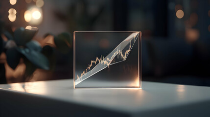 Illuminated Transparent Cube Graph Display