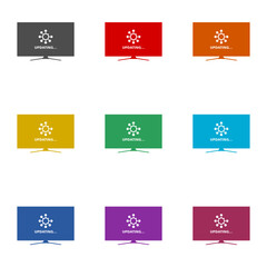 Loading process in computer screen icon isolated on white background. Set icons colorful