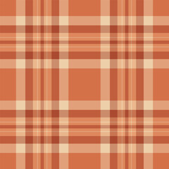Antique texture pattern fabric, cloth vector textile plaid. Serene tartan seamless check background in orange and light colors.