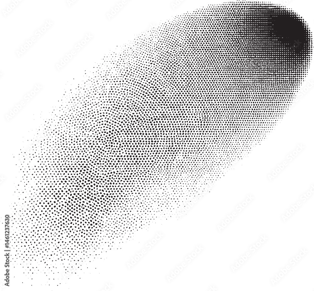 Poster a dark textured sphere gradually transforms into a lighter dotted form.