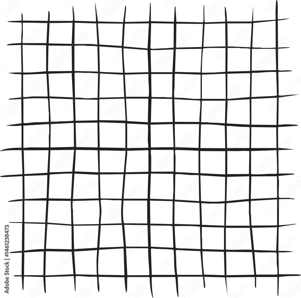 Poster a black grid dominates the creating a textured surface.