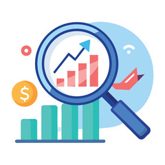 magnifying-glass-highlights-business-growth-chart vector image on white background