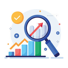 magnifying-glass-highlights-business-growth-chart vector image on white background