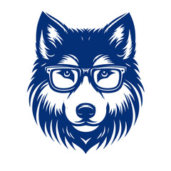 Obraz premium Stylish Wolf in Glasses: Vector Portrait Illustration