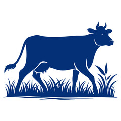 Majestic Cow in a Lush Pasture: A Stunning Vector Illustration