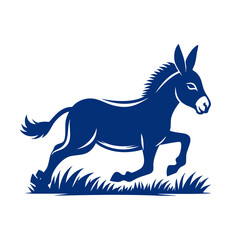 Fototapeta premium A majestic donkey gracefully running across a lush green field, showcasing its natural beauty and untamed spirit.