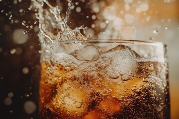 Refreshing drink with ice and splash