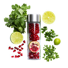 Pomegranate Cilantro Lime Bottle Isolated on Transparent Background