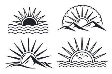 Obraz premium A set of sun icon vector art illustration. 