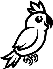 Black and white parrot vector illustration