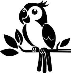 Black and white parrot vector illustration