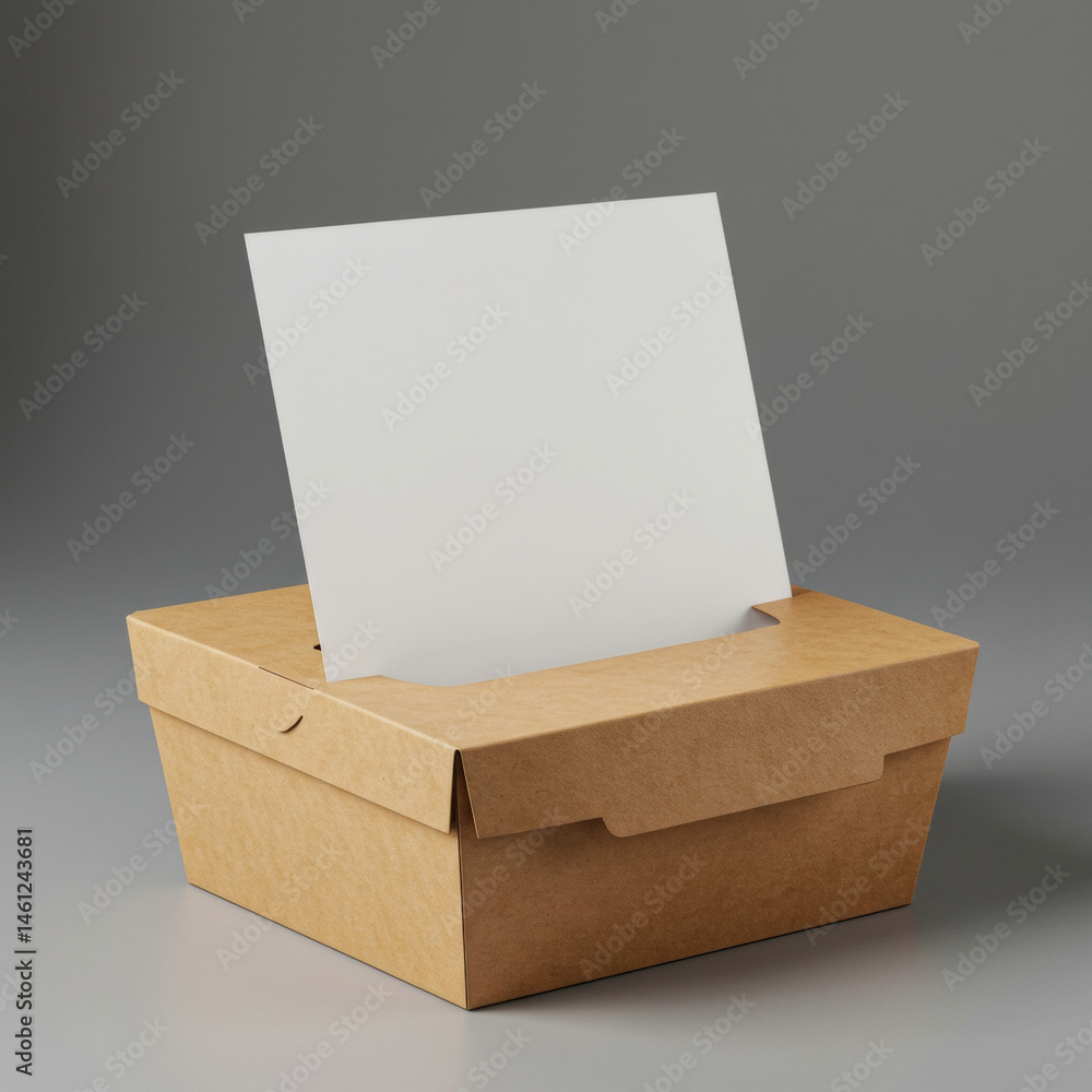 Aufkleber empty cardboard food container with blank paper insert. neutral backdrop showcasing product design f