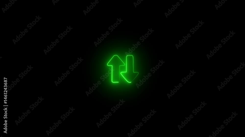 Poster black solid color directional up and down arrow animation on back, arrow animation blue chroma up an