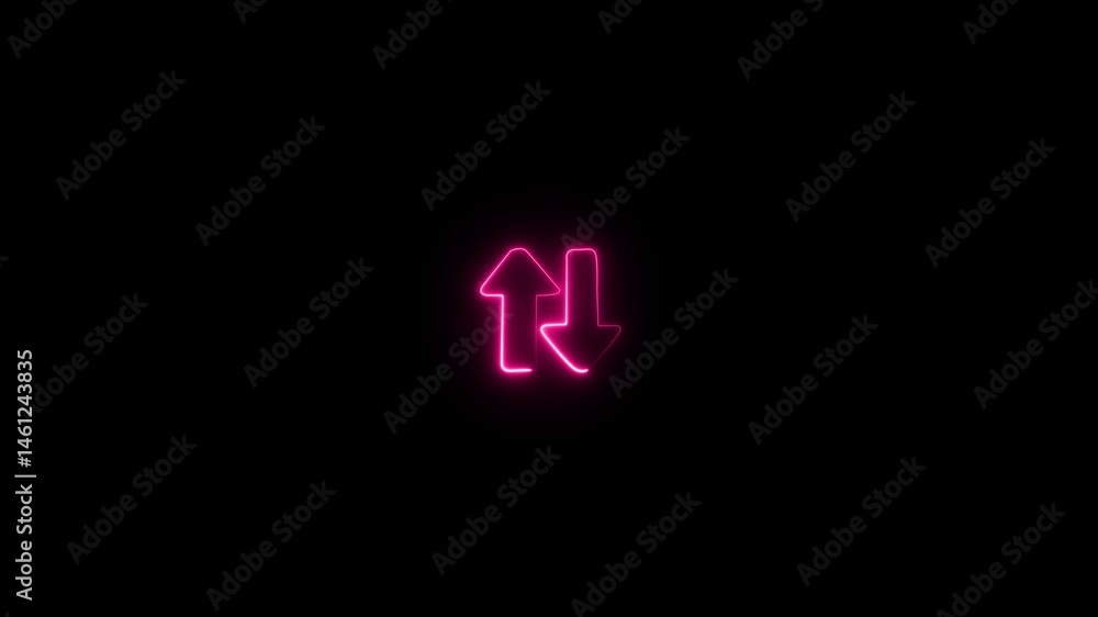 Poster black solid color directional up and down arrow animation on back, arrow animation blue chroma up an