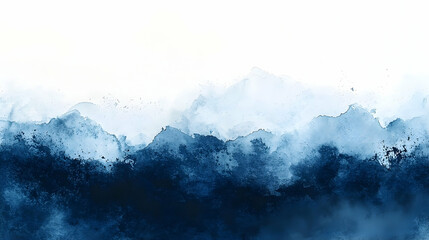Abstract watercolor landscape of softly blended blues and whites.