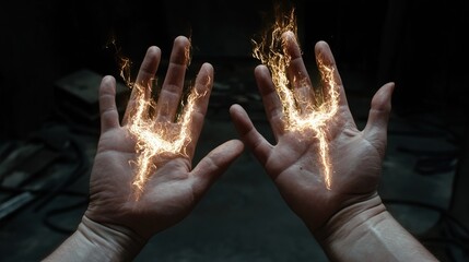 Hands forming glowing arcane symbols, suspended in mid-air, soft monochrome theme 