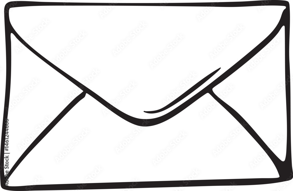 Aufkleber a simple open envelope rests on a white surface.