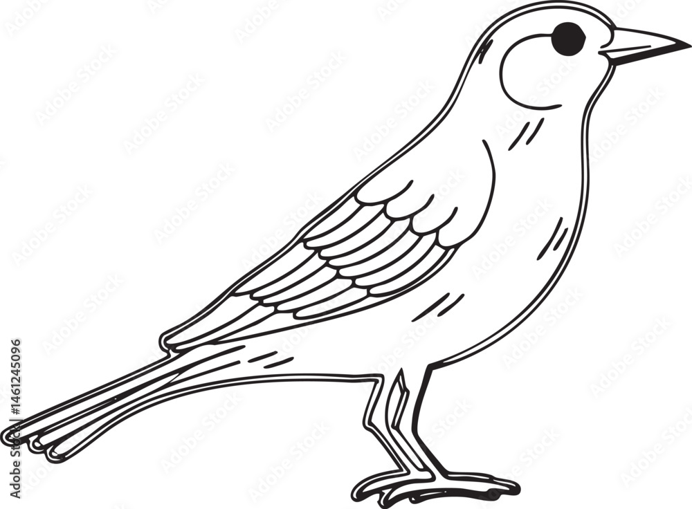 Poster a simple drawing of a small bird in profile.