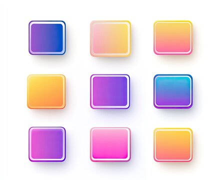 Colorful square buttons with soft gradients