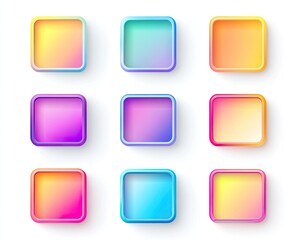 Colorful, square, gradient, frames, digital, elements, design, interface, layout