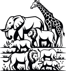 African Safari Silhouettes Geometric Pattern