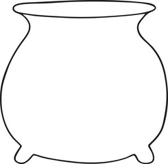 A simple black-and-white drawing of a rounded cauldron.