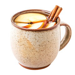 Apple Slices and Cinnamon in Sparkling Water Isolated on Transparent Background