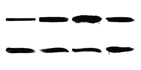 "Black Paint Brush Stroke Clipart Set – Realistic Ink Smears and Handmade Textured Marks for Digital Art