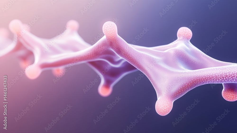Poster abstract representation of molecular structure in a vibrant pink and purple color palette with smoot