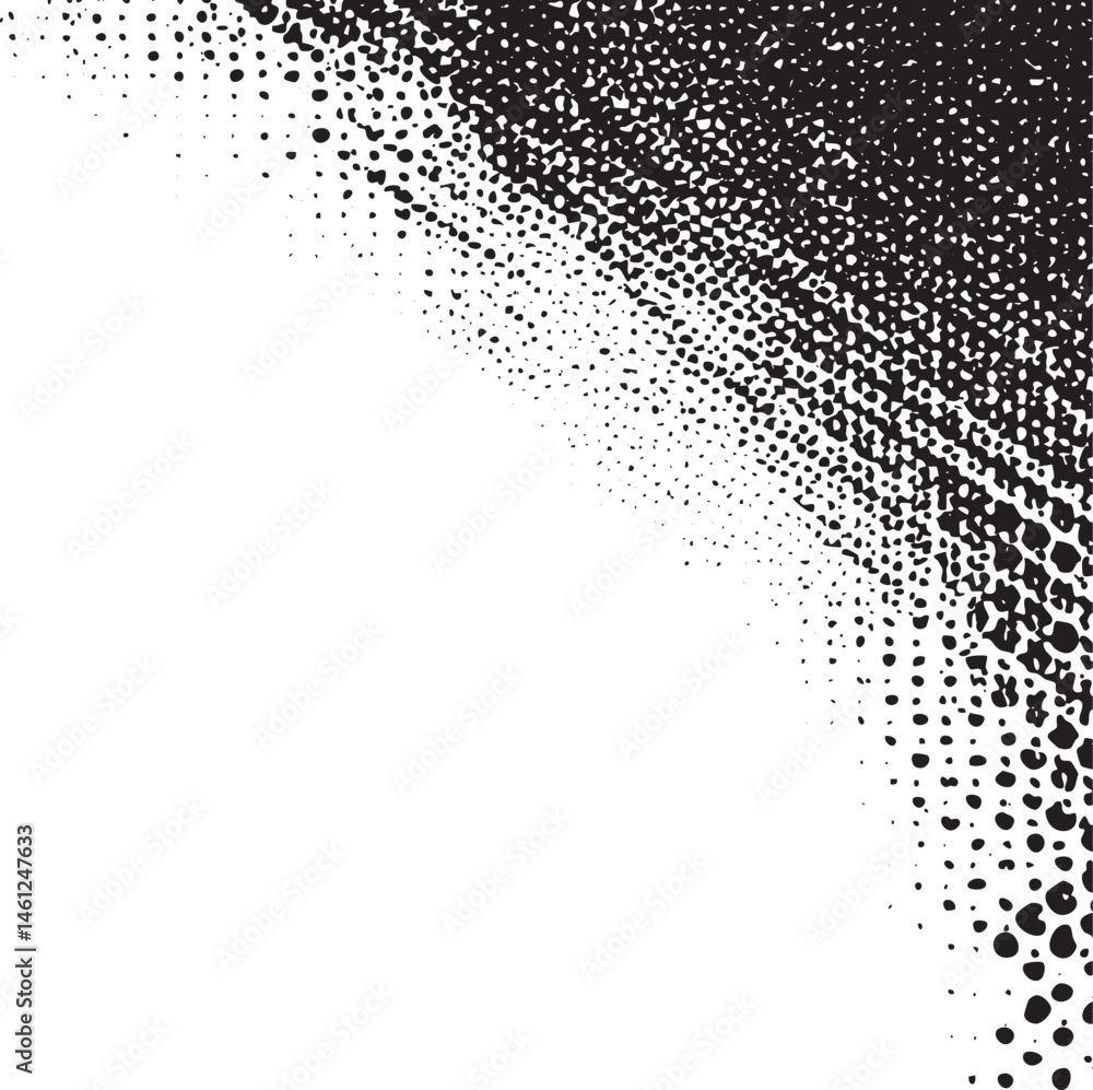 Poster a dynamic textured black and white gradient transitions from dense speckles to smooth areas.