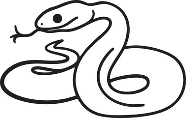 Fototapeta premium A sleek black serpent gracefully curves across a white background.