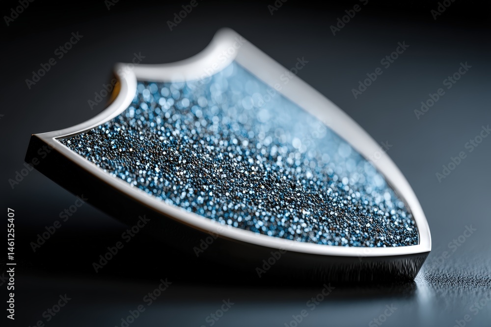 Poster glossy decorative object with shimmering blue surface effect.