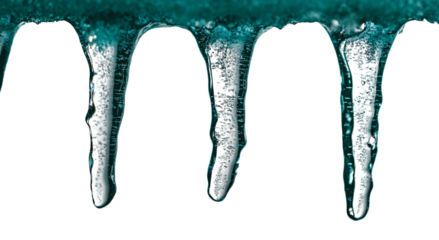 Png of Glittering icicles hang delicately, reflecting light in shades of teal and blue.