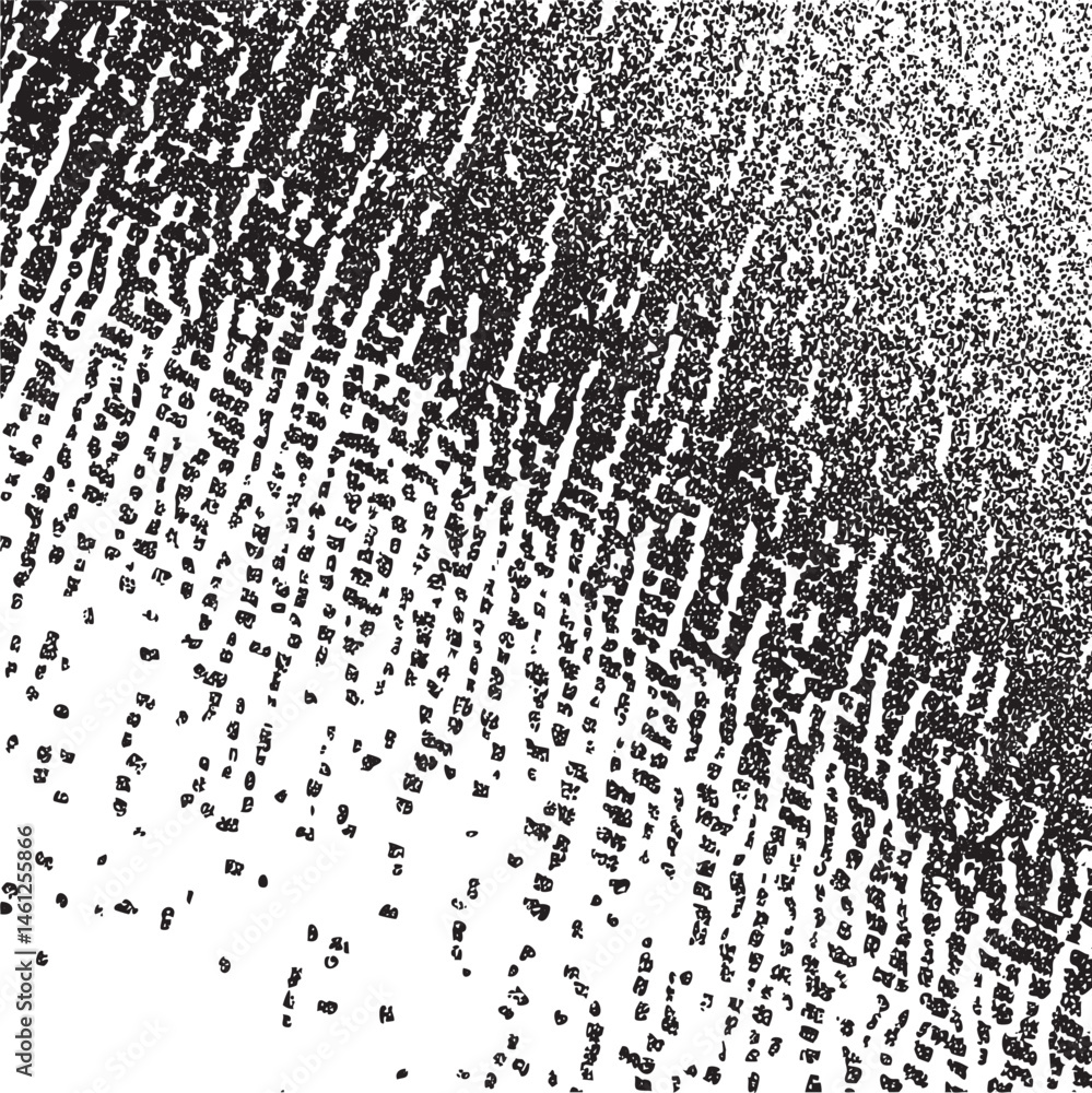 Poster a close-up grayscale displays a dense of parallel lines and dots.