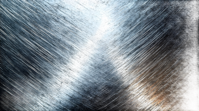 Brushed metal texture on cut out background, industrial surface detail high quality photo for design elements, metallic visuals, and technological backgrounds