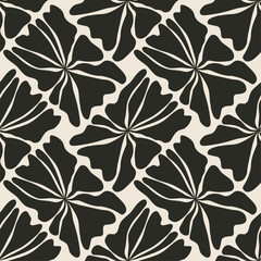 Obraz premium Trendy minimalist seamless botanical pattern with abstract creative hand drawn composition