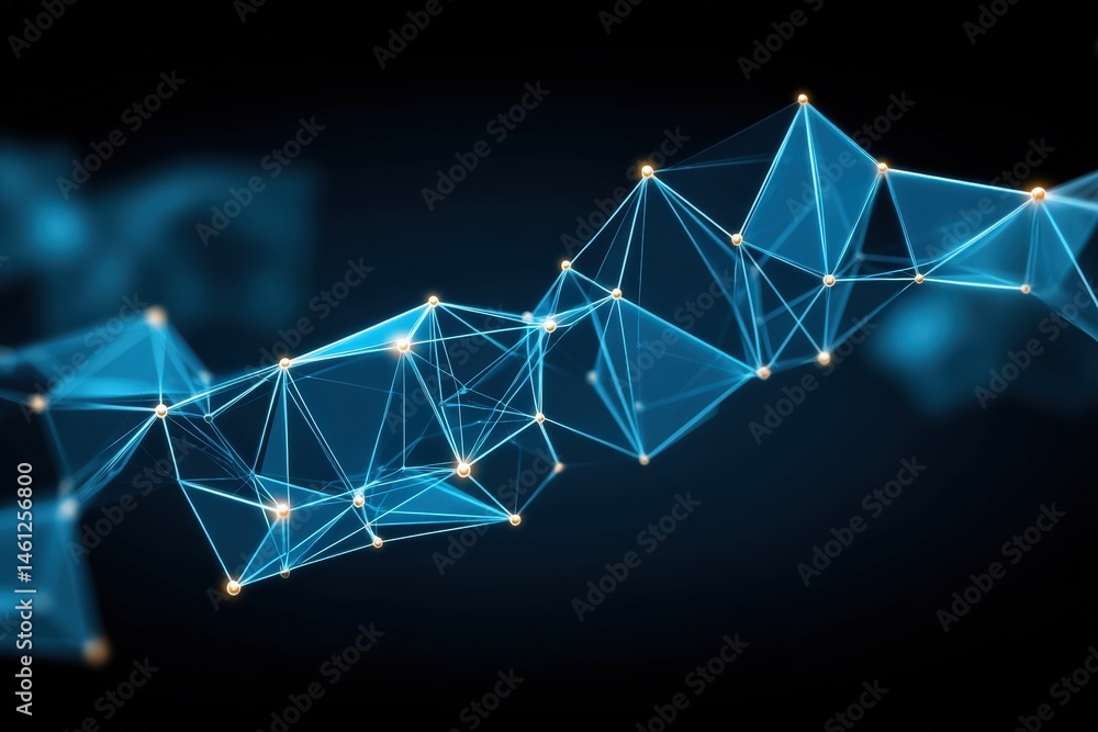 Aufkleber digital abstract network with interconnected geometric shapes.