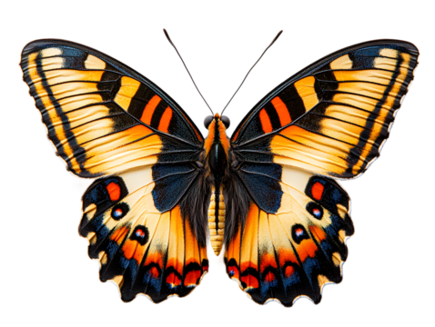 Stunning butterfly with colorful wings on isolated background, macro view of insect high quality photo for biological study and educational material