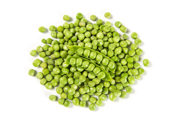 fresh green peas isolated on white background