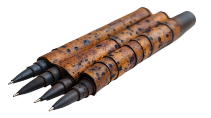 Vintage calligraphy pen set with nibs on transparent background, artistic craft tools high quality photo for historical and creative visuals and projects