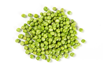 fresh green peas isolated on white background
