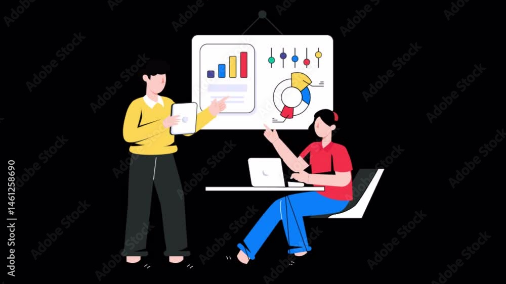 Poster analysis presentation motion graphic rendering with transparent alpha channel